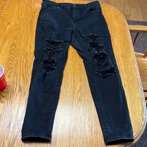 Black ripped American eagle jeans, size 14